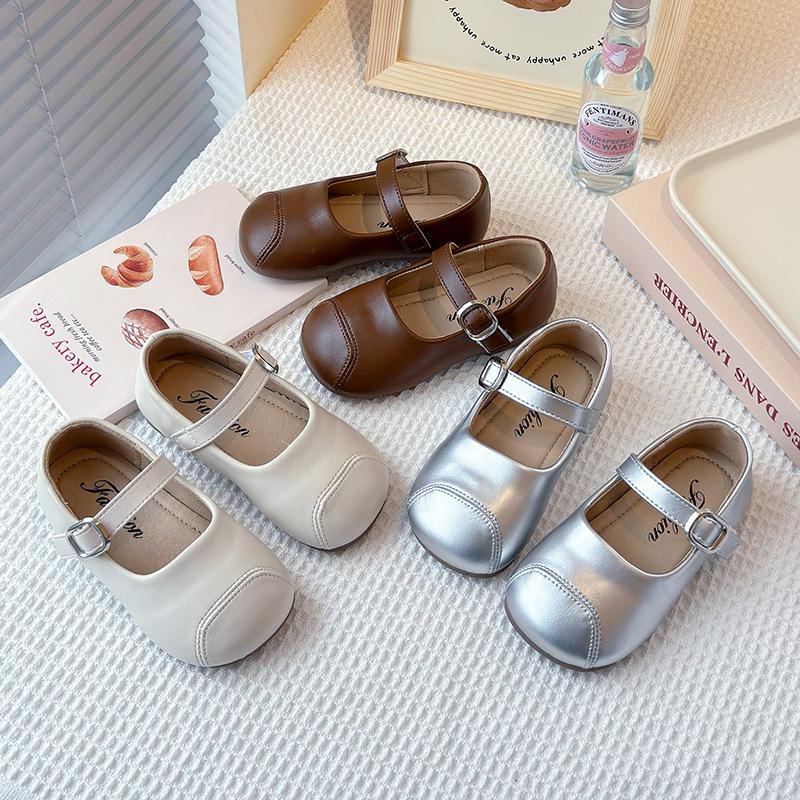 Children's leather shoes, new spring models, loafers, shallow princess shoes, fashionable single shoes, toddler shoes, white shoes, trendy