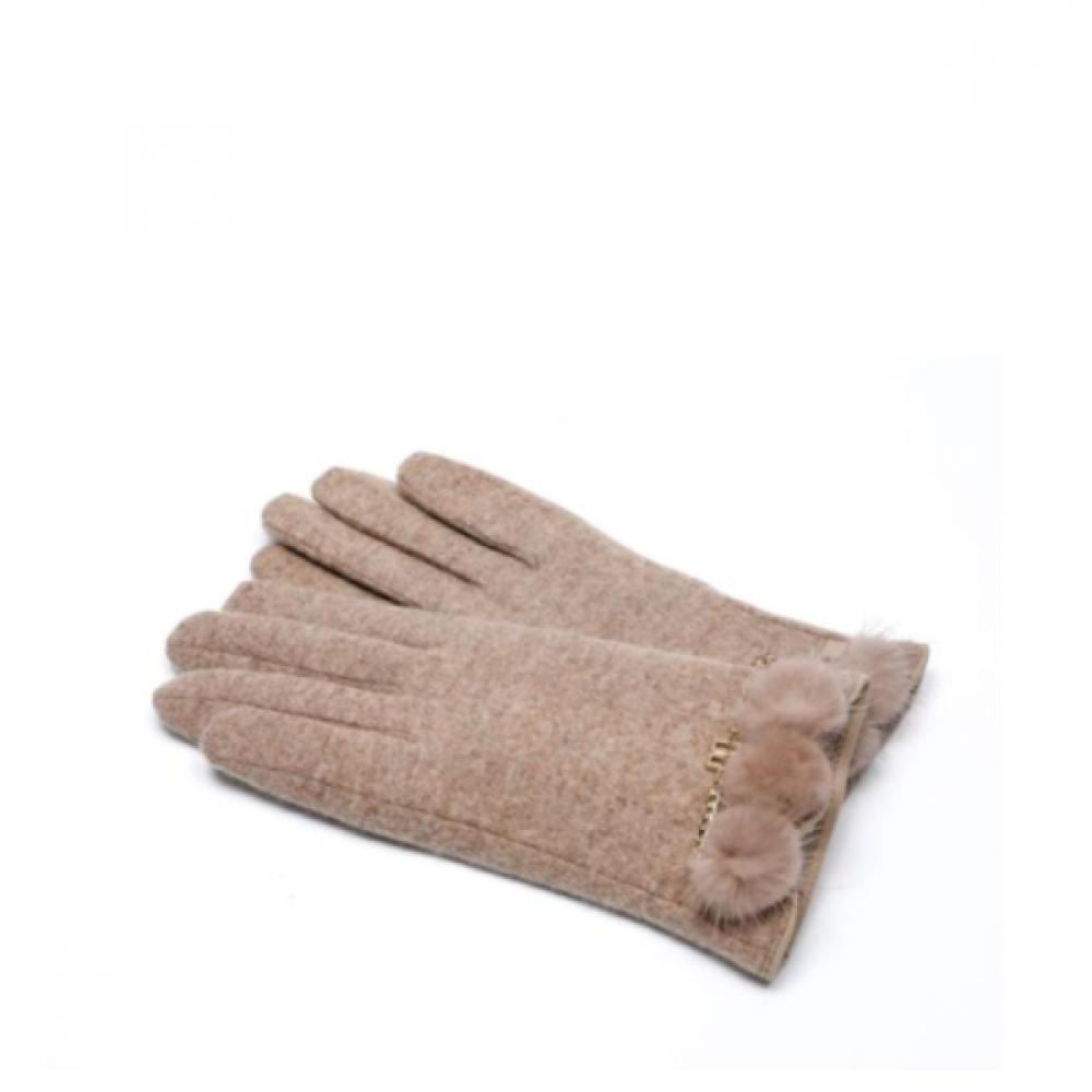 DakS Beige Mink Chain Decor Wool Smartphone Touch Women S gloveS Dcgv1f244i2