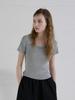 Elssibeui Scoop Neck Rib Knit Top_Gray