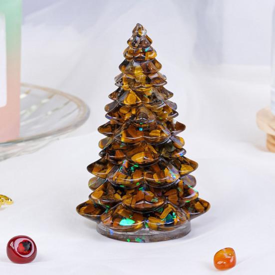 Faux Crystal Christmas Tree Figurine Mini Artificial Crystal Tree Tabletop Ornament for Winter Holiday Home Decor