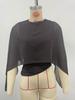 2026 Summer Women's Cape Sleeve Chiffon Top: Round Neck, Loose, Elegant Irregular Design