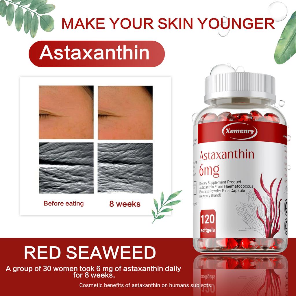 Astaxanthin 6 mg - Gurkemeie, Vitamin, Kraftig Antioksidant, Leddstøtte