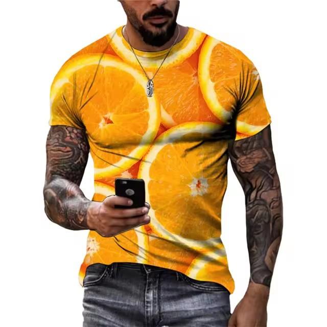 Camiseta com Estampa Digital 3D Adolescente Masculino Manga Curta Versátil Respirável
