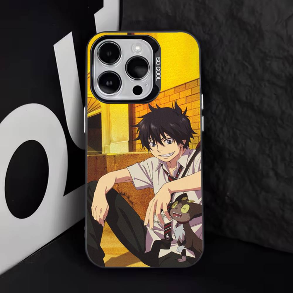 Anime Blue Exorcist Phone Case For iPhone 16,15,14,13,12,11,8,7,Pro,Max,Plus,Mini,XS,SE Anti Fall Black Matte Hard