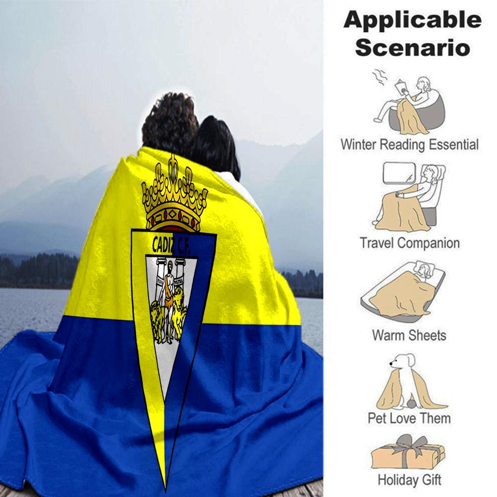 Cadiz Cf Badge Design Flannel Blanket, Soft Polyester, Modern Design, All-Season for Camping, Travel, Gifts for holidays or birthdays
