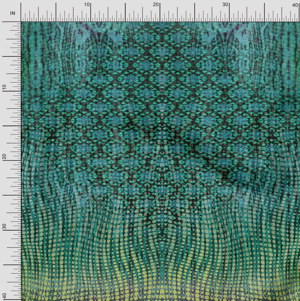 Soimoi Japan Crepe Satin Fabric Ethnic Panel Print Fabric by the Metre 42 Inch