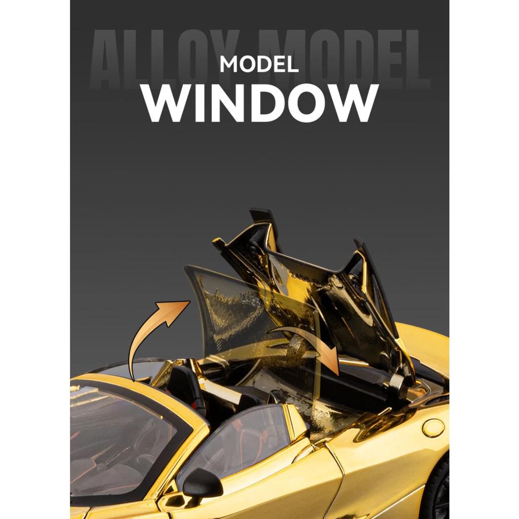 1/24 McLaren 720S Electroplate Version Alloy Track Racing Car Model Diecast Metal Sports Car Vehicle Model Sound and Light Kids Toy Gift