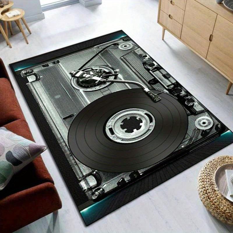 Alfombra para Tocadiscos de Vinilo - Alfombra de Ensueño para Amantes de la Música para Sala de Estar, Diseño Clásico de Equipo de Audio Alfombra Antideslizante