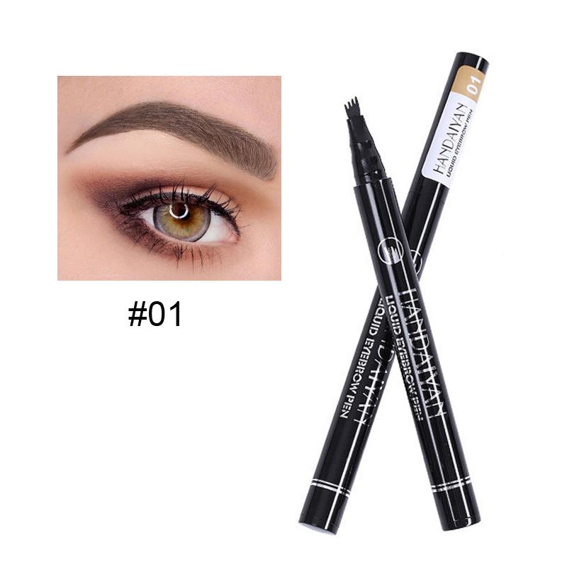 Creion de sprâncene lichid pentru tatuaj, lichid, rezistent la apă, natural, 5 culori, cu 4 furculițe