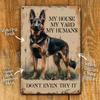 Rustic German Shepherd Guard Sign - 8x12in Aluminum, Yard Home Man Cave Decor, Pet Lover Gift