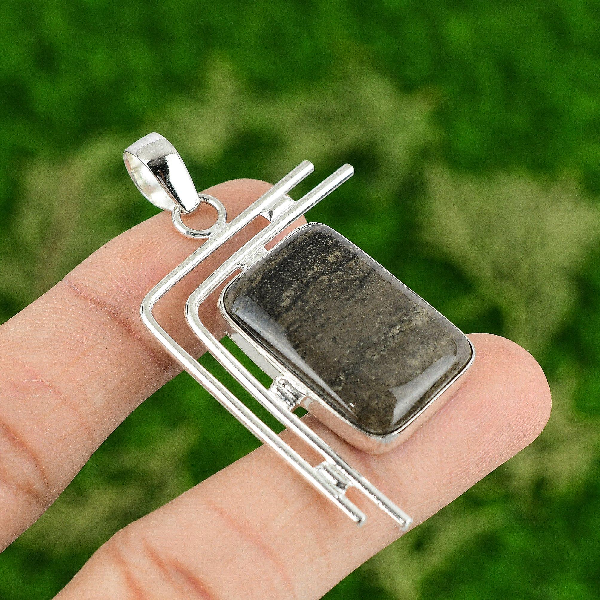 

Friendship Day Deal Radiant Natural American Picture Jasper 925 Silver Pendant