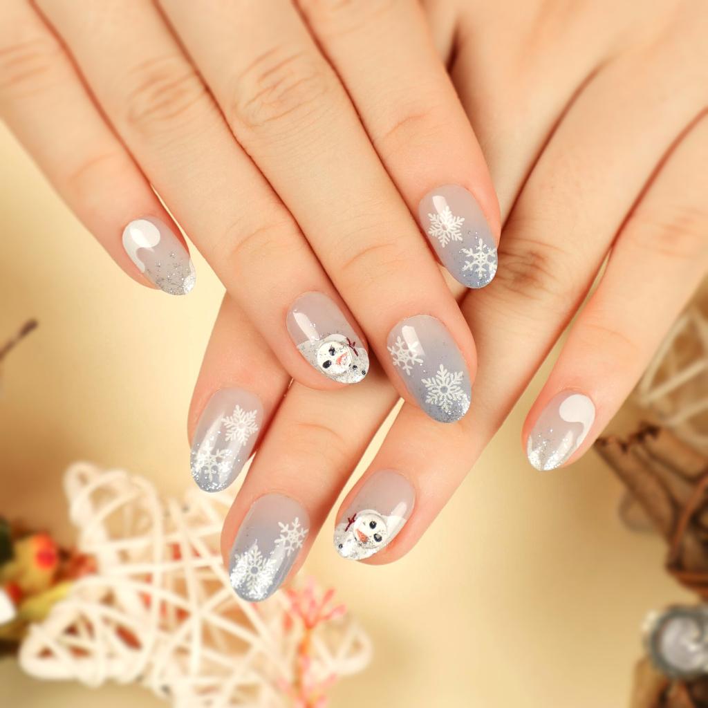 2025 Hot Sale Wear Nail Nail Stickers Premium Christmas Snowflake Nail Art Fake Nail Nail Art Products Finished Products