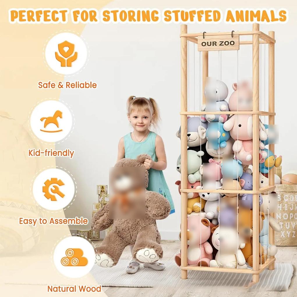 Stuffed Storage With High Large Capacity Plush Sturdy Solution Child - Wooden Material Ideal for Playroom Bedroom