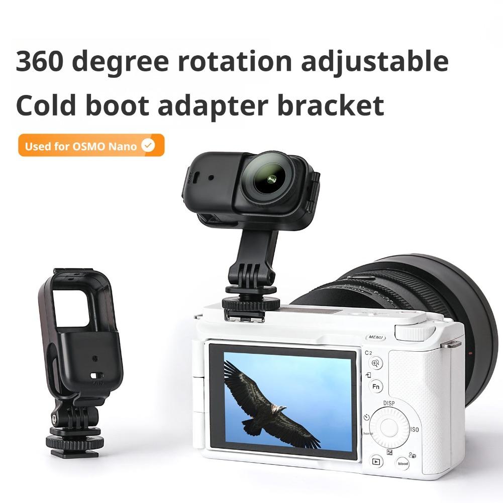 360° Rotation Adjustable Cold Shoe Adapter Mount Vertical & Horizontal Shoot Expand Frame For DJI OSMO NANO Camera Accessories