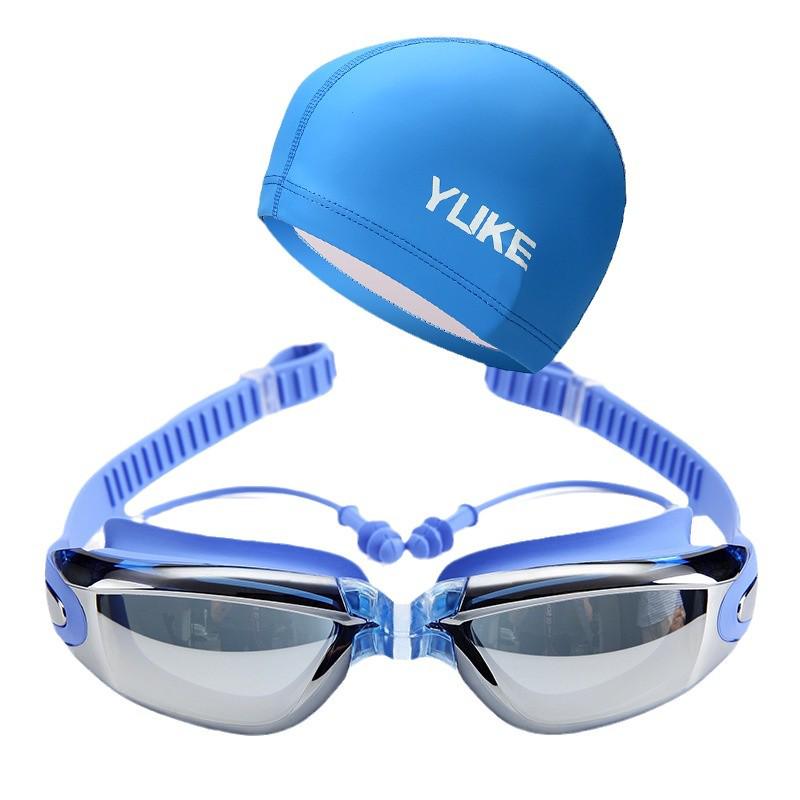 Yuke High-Definition Anti-Fog Prescription Swimming Goggles with Earplugs for Men and Women.