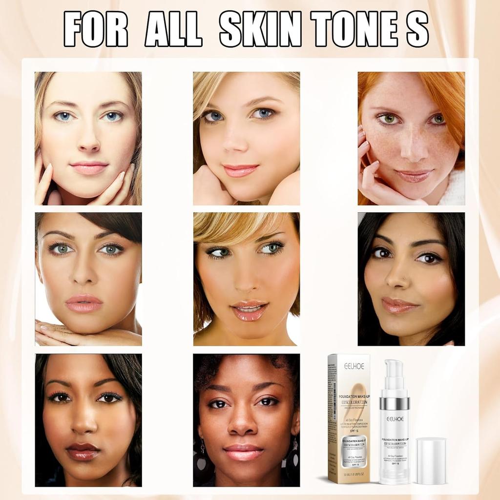 Flawless Colour Changing Foundation 30ML – Moisturizing & Long-Lasting Liquid Foundation with SPF 15, FNatural Skin Tone Makeup for Face