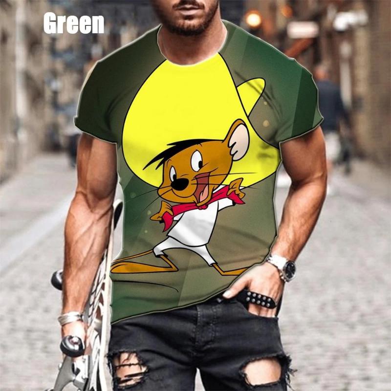 Xuhaijian02 Zomer Nieuw Klassiek Anime Karakter Speedy Gonzales 3D Print Heren T-shirt met Korte Mouwen Grappig Cartoon Unisex Sport T-shirt 6XL
