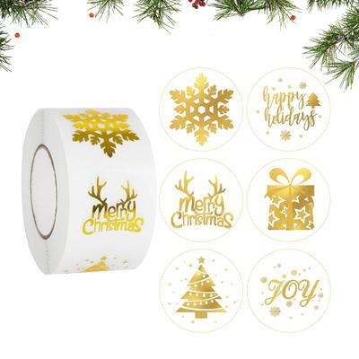 500 Sheets/roll Christmas Card Stickers Merry Christmas Label Stickers Self-adhesive Snowflake Tree Thin Decals For Envelopes