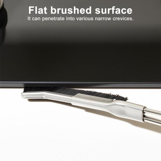 Crevice Brush Long Handle Easy Cleaning Narrow Gaps Stainless Steel Nylon Bristles Multi-angle Cleaning Brush