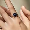MODIAN 925 Silver Exquisite Flowers Finger Rings Royal Blue Water Drop Luxury Ring For Women Aniversary Fine Jewelry