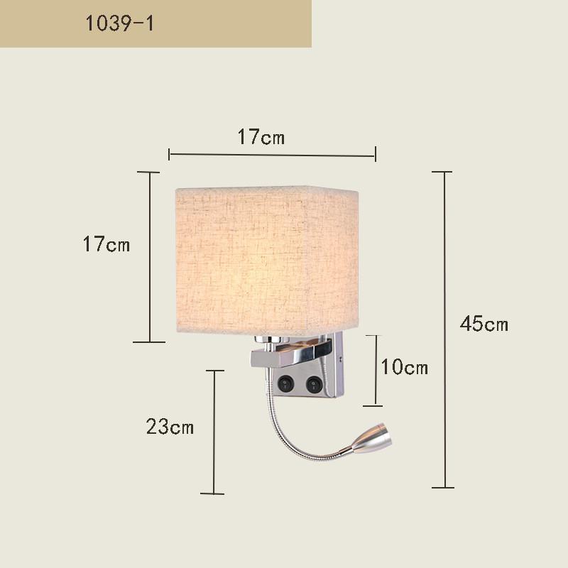 LED Wall Lamp with USB Port Charging Spotlight Fabric Wall Sconce Lighting for Hotel Bedroom Bedside Reading Decor E27