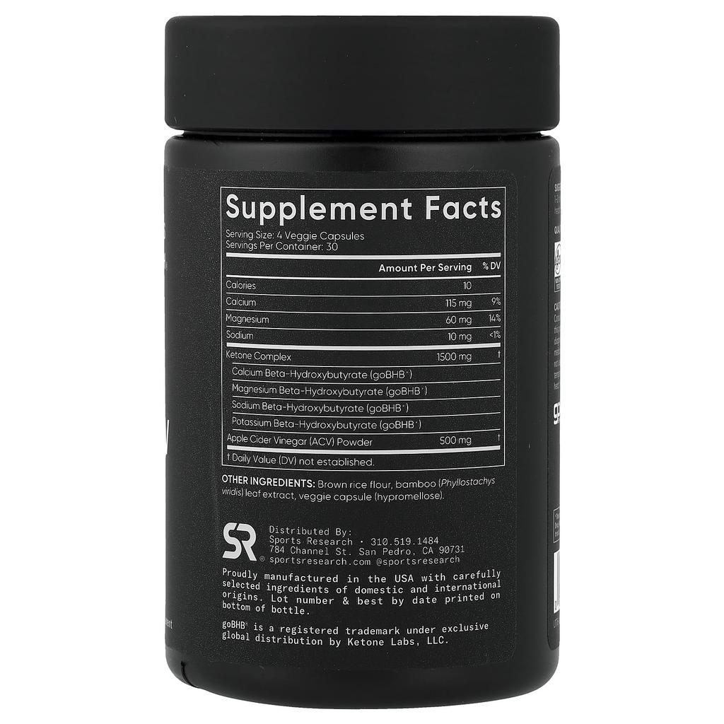 Sports Research, Keto + ACV, 120 Veggie Capsules