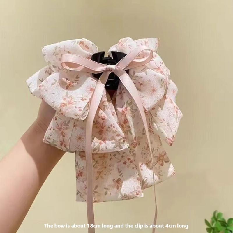 

Заколка для волос с бантом в горошек Женская 2025 Высококлассное ощущение Лента Затылок Хвост Зажим-акула Аксессуары для волос