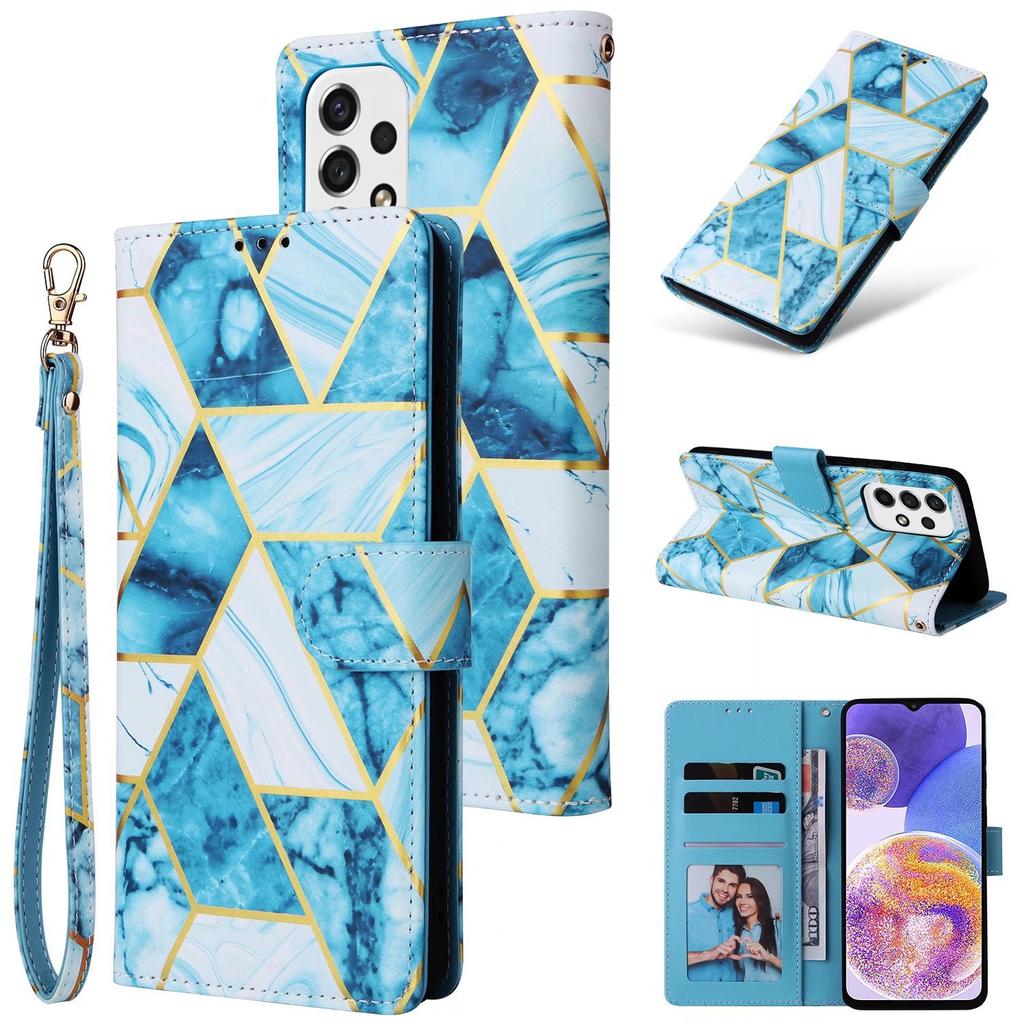 Applicable to Samsung S26 mobile phone leather case S25FE bronzing marble card wallet protective case A25 hand rope case