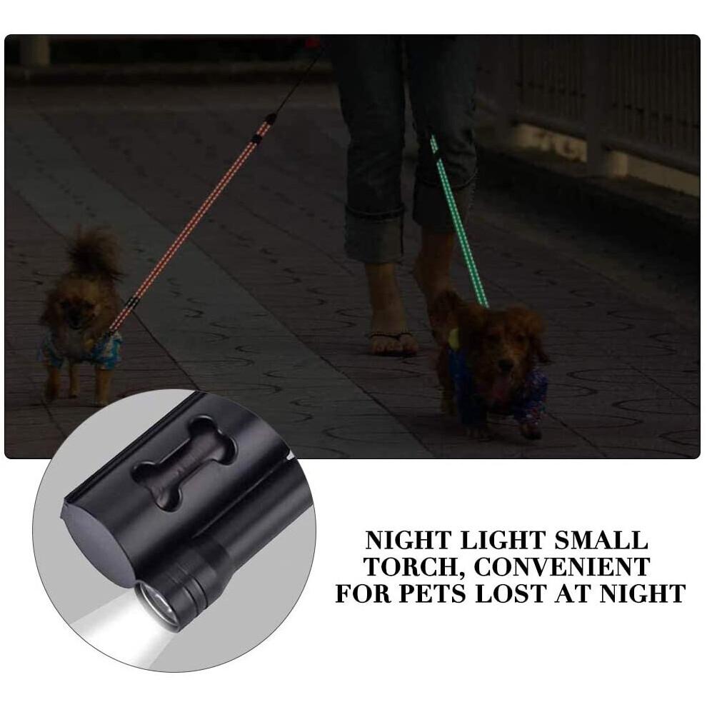 Double Retractable Dog Lead 360°No Tangle Retractable Pet Leash W/ LED