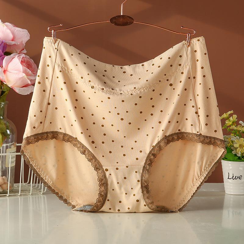 

Трусики модал в горошек большого размера Легкие трусы с высокой посадкой Мягкое дышащее нижнее белье Женское комфортное белье подходит для 100 кг onesize абрикосовый