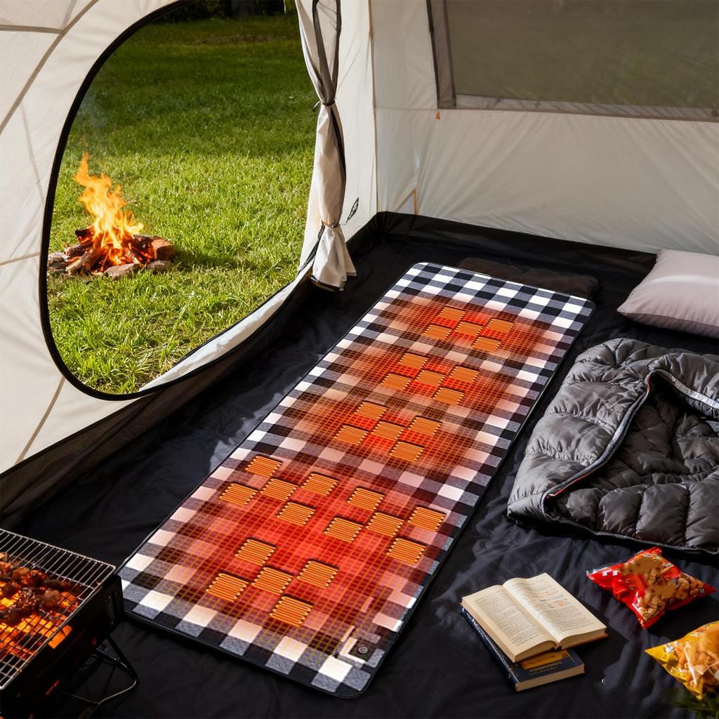 Heated Camping Pad Soft Foldable Warm Adjustable Blanket Sleeping Bag Liners For Men Women Hiking Outdoor Picnic Travel Survival