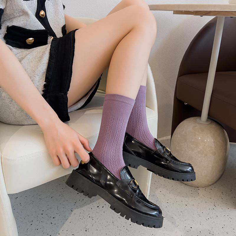 Ladies Spring and Autumn Vintage New Style In The Tube Pile Socks