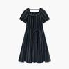 EICHITOO Women's Square Neck Striped Midi Dress