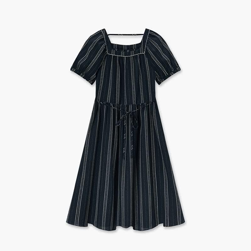EICHITOO Women's Square Neck Striped Midi Dress