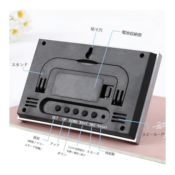 BTtime Table Clock, Radio Clock, Thermometer, Hygrometer, Alarm Clock, Wall Clock, Date/Day Display, Multifunctional, Nap, Tabletop Alarm Function