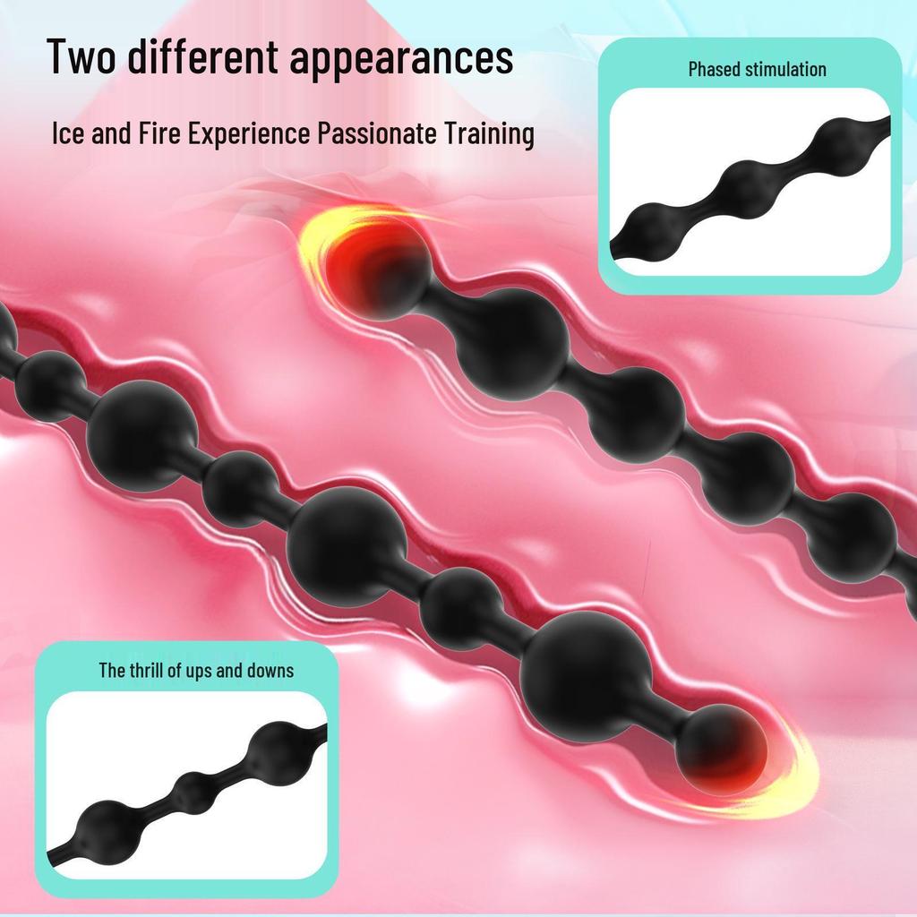 Ultra-Long Silicone Beaded Anal Plug: Smooth, Soft Anal Massage Toy for Men and Women.