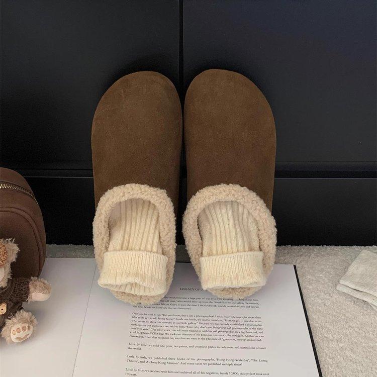 [Yushilai] Wool small potatoes~ 2025 autumn and winter new velvet warm fashion outer wear Boken slippers women