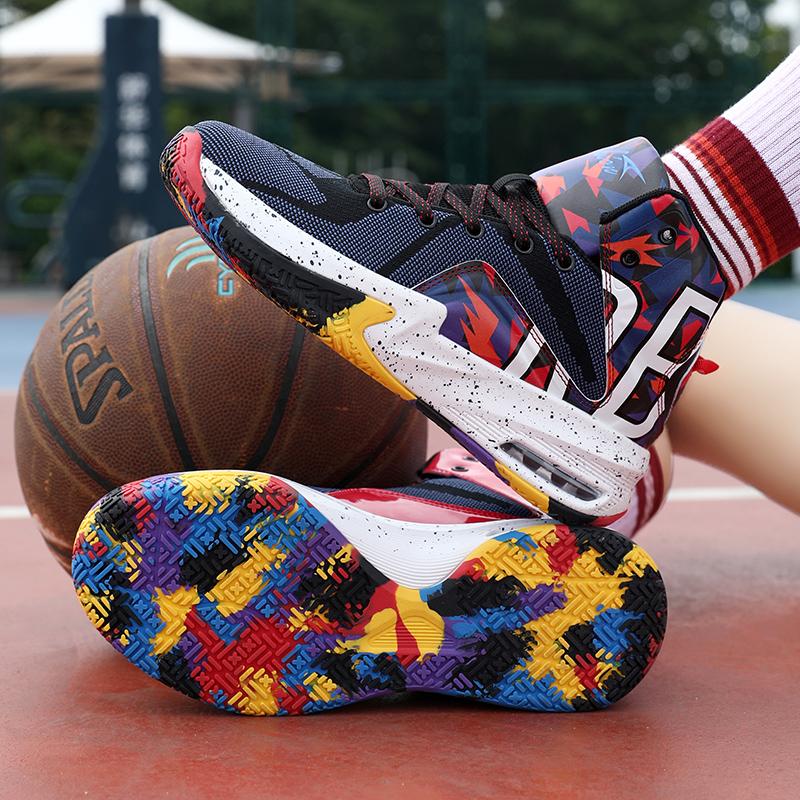 High-top Air Cushion Men Basketball Shoes Kids Basketball Boots Breathable Sports Shoes Boys Sneakers Non-slip Competition Shoes