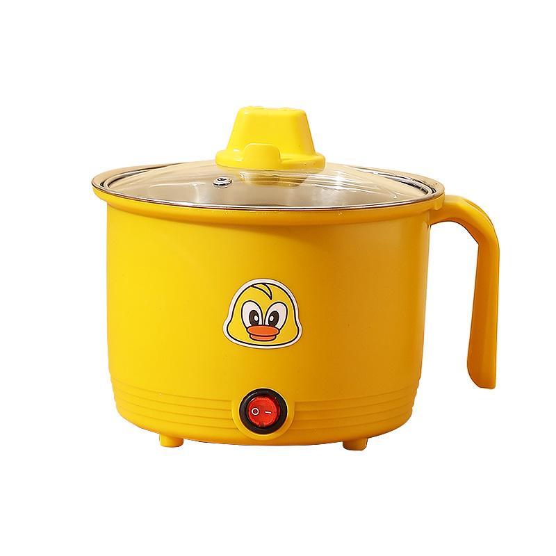 

Электрическая 1,8 л кухонная машина Hot Pot с антипригарным покрытием для приготовления пищи на 1-2 персоны, одинарная бытовая кастрюля, мини-многофункциональная электрическая плита для дома 220V жёлтый