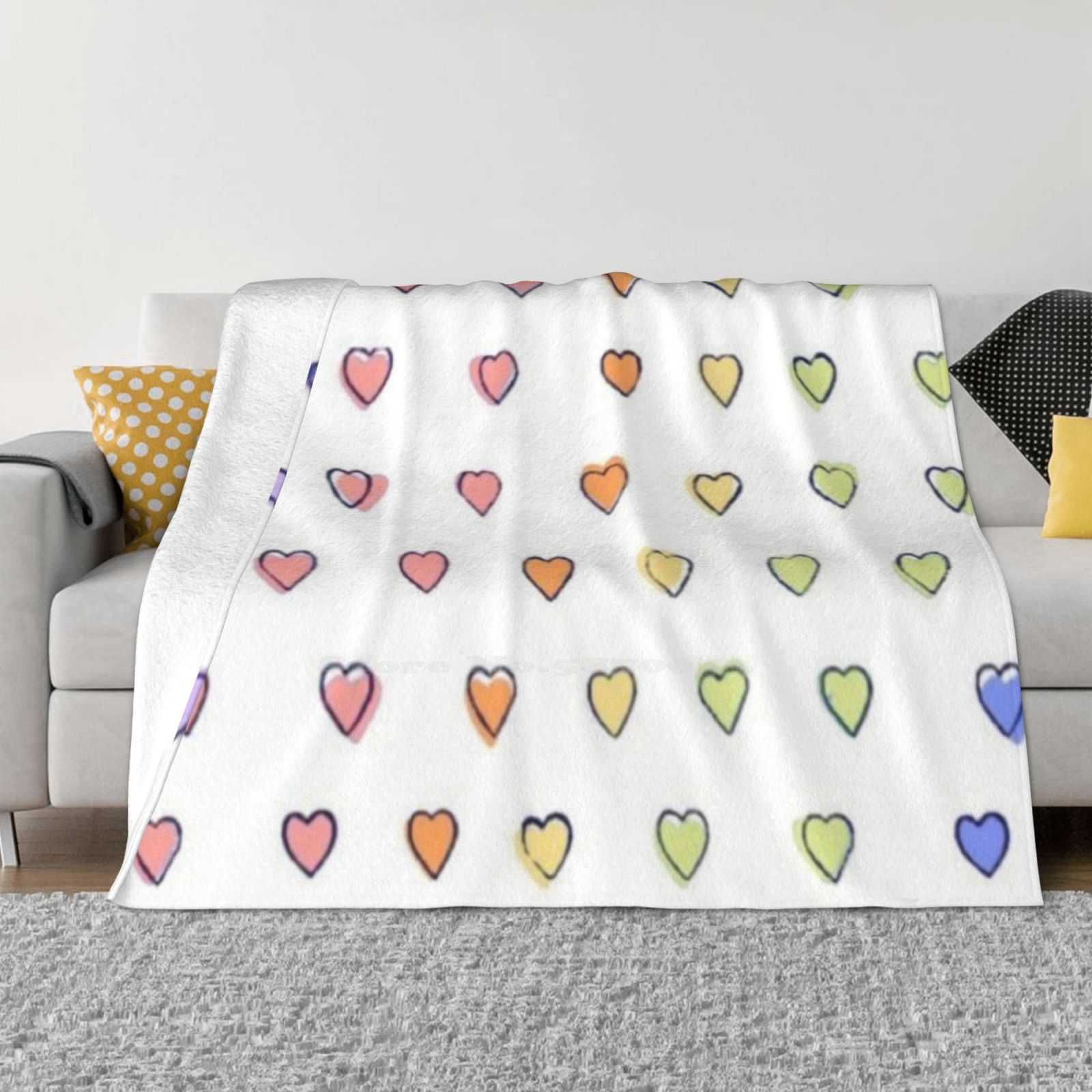 

Preppy Hearts Soft Warm Blanket Sofa/Bed/Travel Love Gifts Color Rainbow Preppy Hearts Preppy Monkeys Girly Vsco Love 30x40in