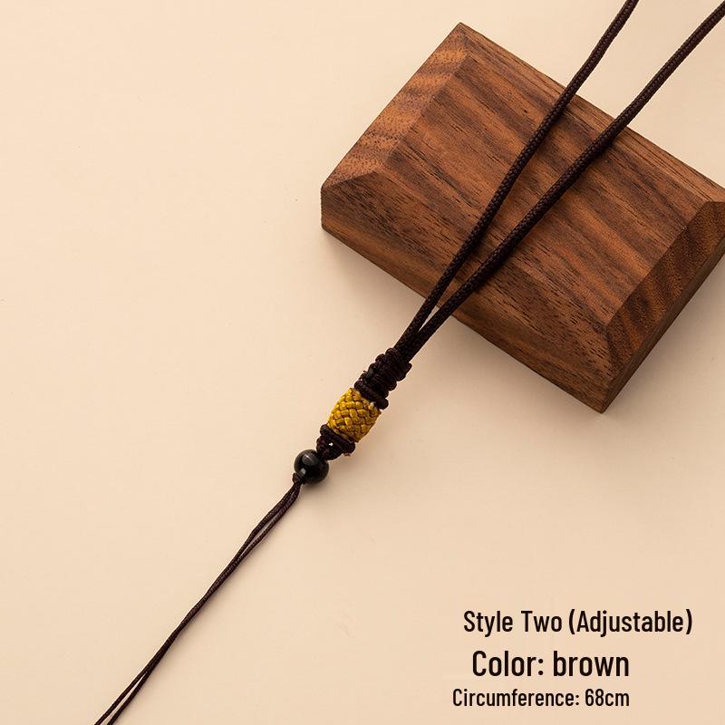 Hand-Woven Double-Loop Jade Pendant Necklace with Safety Buckle