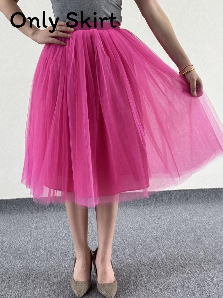 Gothic Tulle Skirt For Women With High Elastic Waist And Puff Design For Streetwear Style