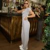 Women's Spring/Autumn New Casual Solid Color Crew Neck Long Sleeve Basic Wide Leg Pants Set
