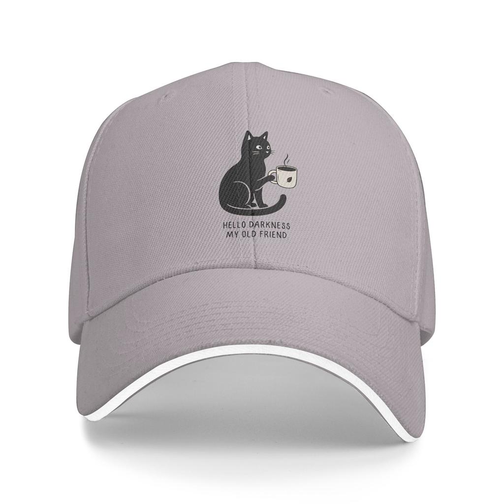 Summer Hello Darkness My Old Friend Baseball Cap Cat coffee Hiking Fishing Stylish Hats Unisex Women SunProof Snapback Cap