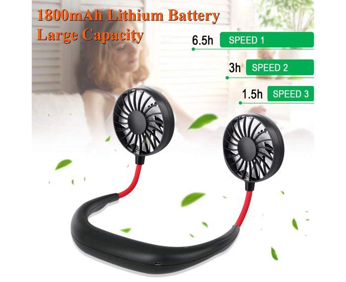 Osobní ventilátor - AUCUNEARY - Mini ventilátor - Dobíjecí přes USB - Design sluchátek - Černý