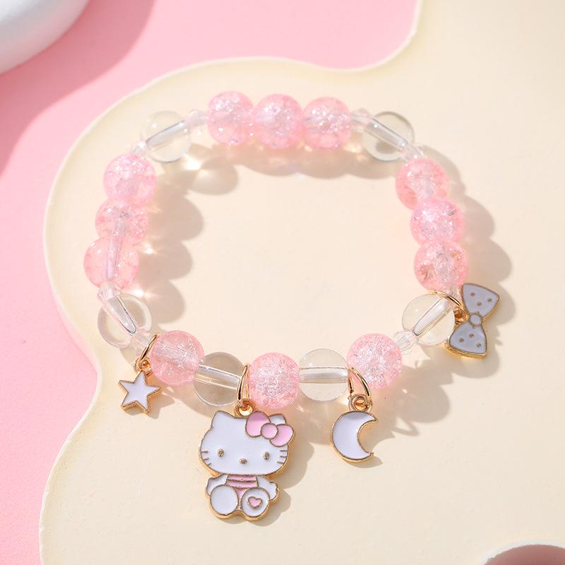 Sanrio Cinnamoroll Crystal Beaded Bracelet - Handmade Cartoon Gift for Female Students, Friends, and Couples.