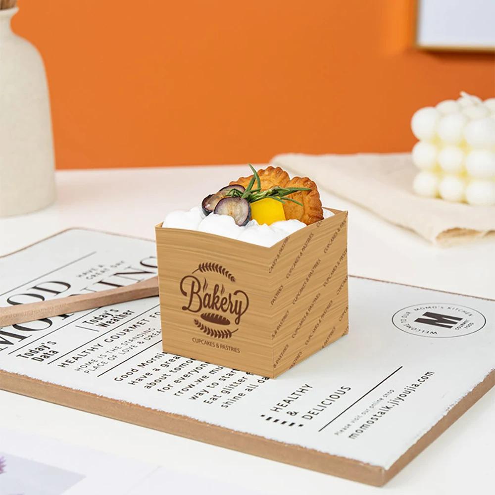 10Pcs Disposable Cupcake Kraft Paper Muffins Cup Paper Cupcake Wrappers Baking Cups Cases Muffin Boxes Cake Decor Baking Tools