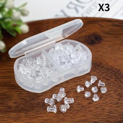 3 Cajas 2 Estilos de Topes Traseros de Silicona Suave Transparente para Pendientes Accesorios para Pendientes DIY