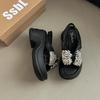 Fairy style casual temperament thick-soled slope heel cool slippers female summer bow versatile rhinestone fashion beach sandals