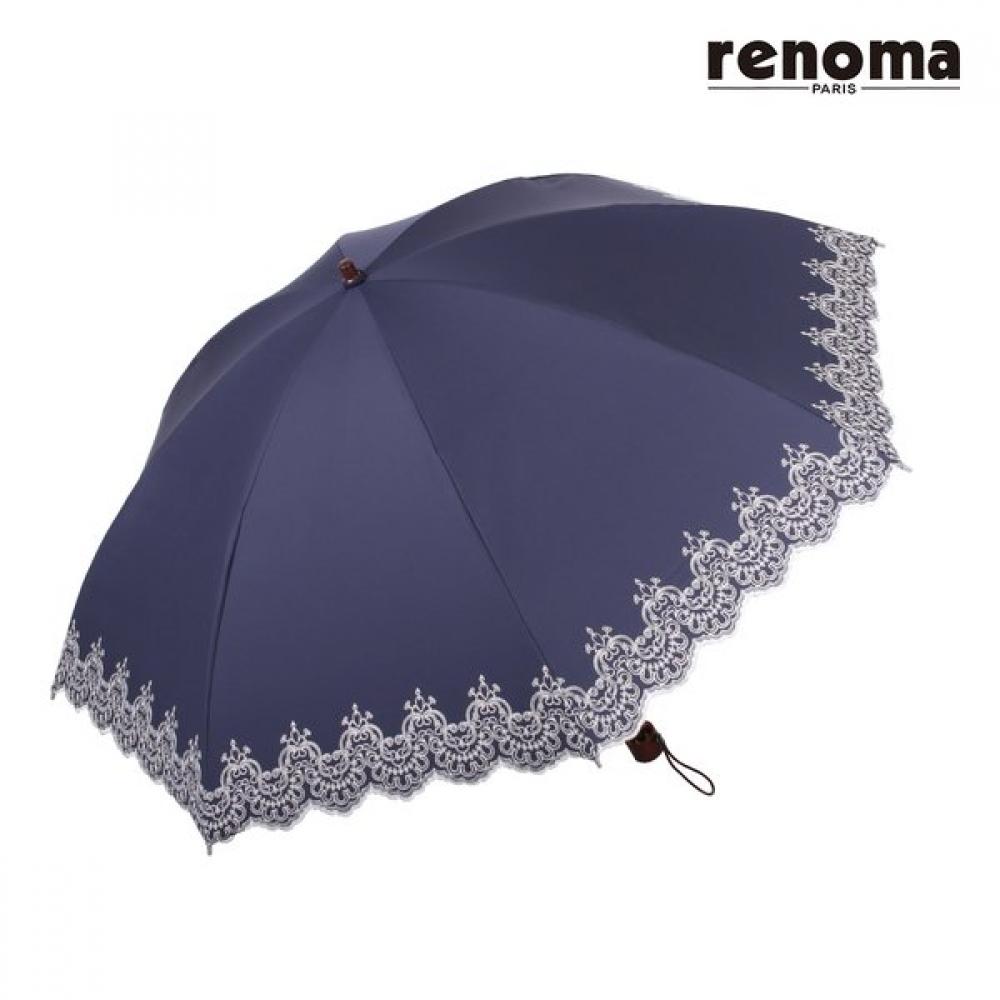 Renoma Luxury Embroidery Lace Pattern Uv Protection 90  Frp Windproof 2 Fold Umbrella Rsp 704 Blue